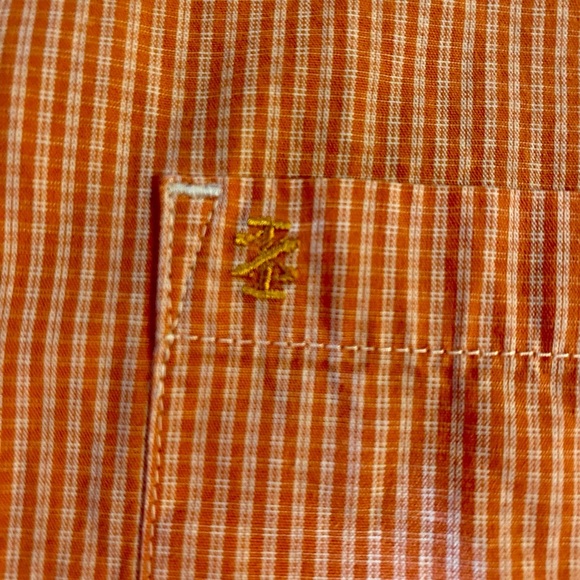 Izod Luxury Sport orange white checked Button Down large L euc flawless preppy - Picture 4 of 5